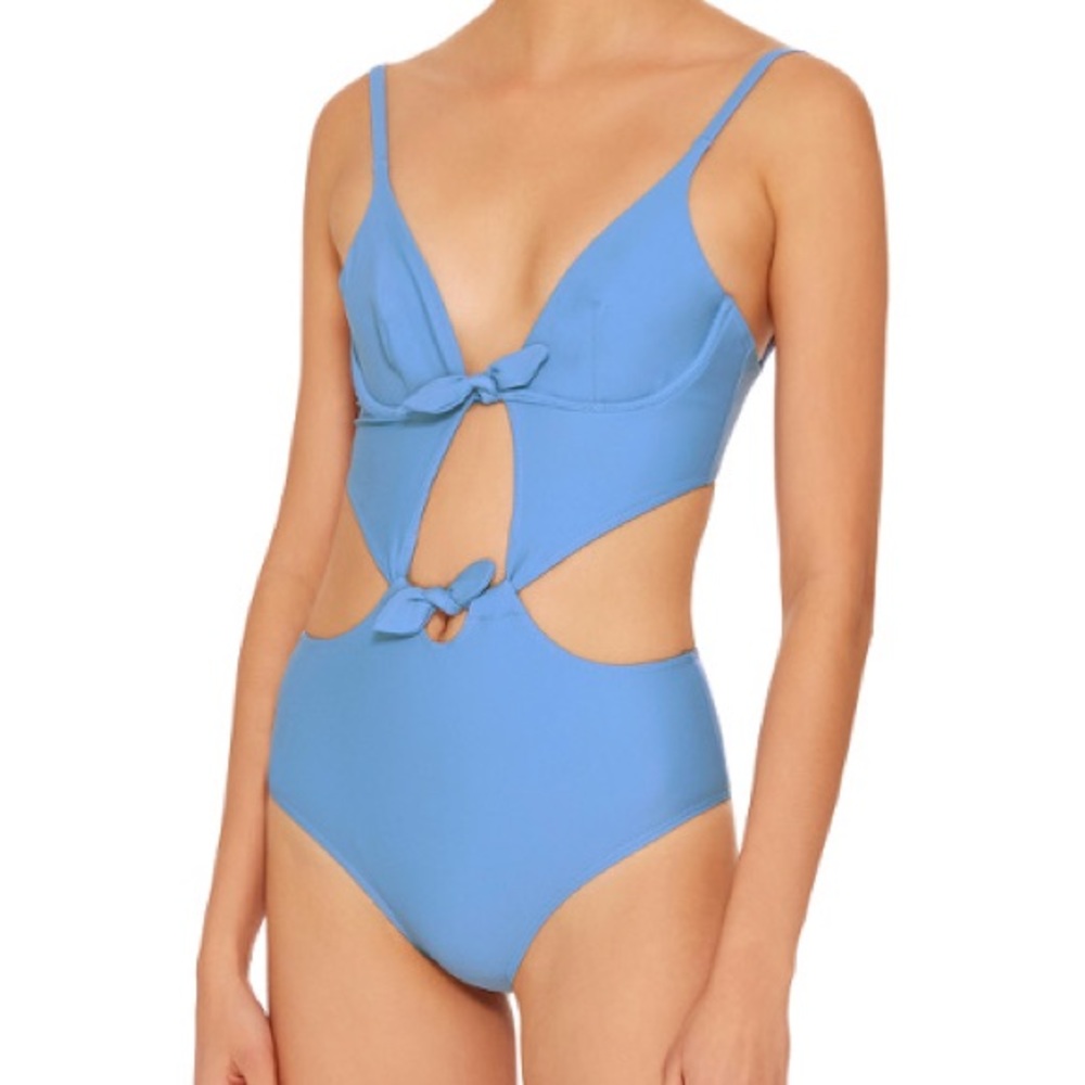 Ephemera Tie Front Cut Out One Piece Swim Suit